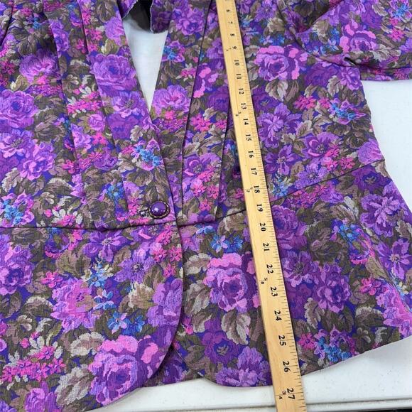 Royal Design Women's Plus Size 22 Purple Floral Vintage Blazer‎ - Picture 11 of 12